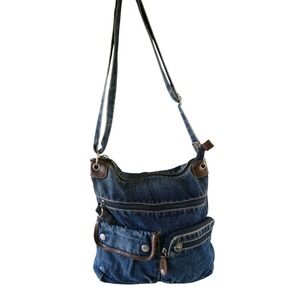 Womens‎ 90s Vintage Denim Purse Shoulder Zip Top